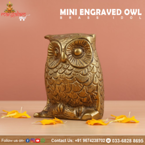 Mini Engraved Owl Brass Idol