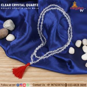 Clear Crystal Quartz Rosary (Sphatik) Jaap Mala